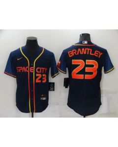 Men's Houston Astros #23 Michael Brantley 2022 Navy City Connect Flex Base Stitched Baseball Jersey