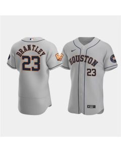 Men's Houston Astros #23 Michael Brantley Grey 60th Anniversary Flex Base Stitched Baseball Jersey