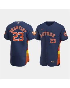Men's Houston Astros #23 Michael Brantley Navy 60th Anniversary Flex Base Stitched Baseball Jersey