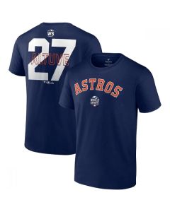 Men's Houston Astros #27 Jose Altuve 2021 Navy World Series Bound Closer Name & Number T-Shirt
