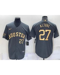 Men's Houston Astros #27 Jose Altuve 2022 All-Star Charcoal Cool Base Stitched Baseball Jersey
