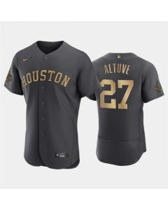Men's Houston Astros #27 Jose Altuve 2022 All-Star Charcoal Flex Base Stitched Baseball Jersey