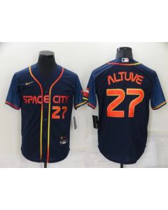 Men's Houston Astros #27 Jose Altuve 2022 Navy City Connect Cool Base Stitched Jersey (Navy)