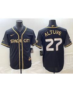 Men's Houston Astros #27 Jose Altuve Black City Connect Cool Base Stitched Baseball Jersey