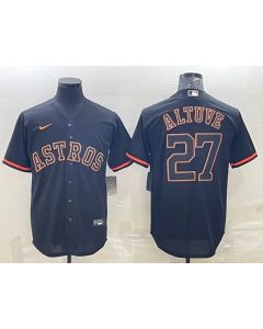 Men's Houston Astros #27 Jose Altuve Black Cool Base Stitched Jersey (Black)