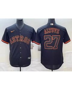 Men's Houston Astros #27 Jose Altuve Black Cool Base Stitched Jersey