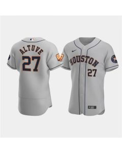 Men's Houston Astros #27 Jose Altuve Grey 60th Anniversary Flex Base Stitched Baseball Jersey