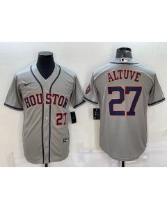 Men's Houston Astros #27 Jose Altuve Grey With Patch Cool Base Stitched Jersey