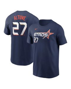 Men's Houston Astros #27 Jose Altuve Navy 2025 City Connect Fuse Name & Number T-Shirt (Navy)