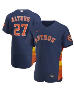 Men's Houston Astros #27 Jose Altuve Navy Flex Base Stitched Jersey