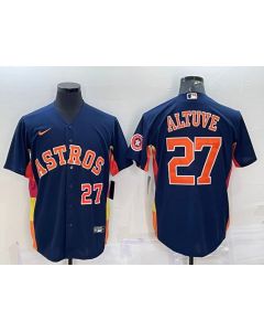 Men's Houston Astros #27 Jose Altuve Navy With Patch Cool Base Stitched Jersey (Navy)