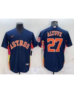 Men's Houston Astros #27 Jose Altuve Navy With Patch Cool Base Stitched Jersey