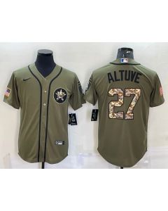 Men's Houston Astros #27 Jose Altuve Olive Salute To Service Cool Base Stitched Jersey