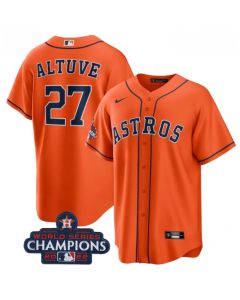 Men's Houston Astros #27 Jose Altuve Orange 2022 World Series Champions Stitched Baseball Jersey