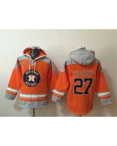 Men's Houston Astros #27 Jose Altuve Orange Ageless Must-Have Lace-Up Pullover Hoodie