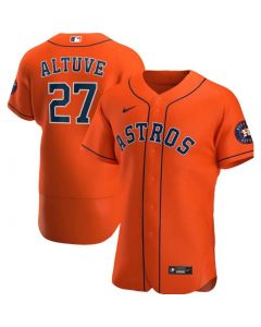 Men's Houston Astros #27 Jose Altuve Orange Flex Base Stitched Jersey