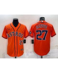 Men's Houston Astros #27 Jose Altuve Orange With Patch Cool Base Stitched Jersey