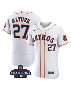 Men's Houston Astros #27 Jose Altuve White 2022 World Series Champions Flex Base Stitched Baseball Jersey
