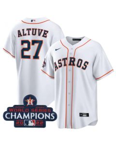 Men's Houston Astros #27 Jose Altuve White 2022 World Series Champions Home Stitched Baseball Jersey