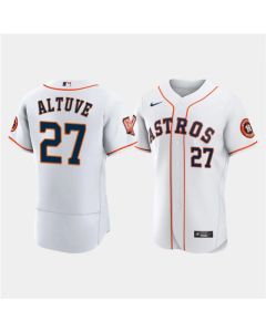 Men's Houston Astros #27 Jose Altuve White 60th Anniversary Flex Base Stitched Baseball Jersey