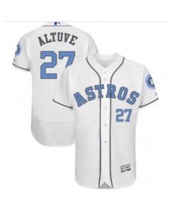 Men's Houston Astros #27 Jose Altuve White Flex Base Stitched Jersey (White)