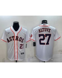 Men's Houston Astros #27 Jose Altuve White With Patch Cool Base Stitched Jersey