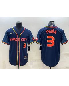 Men's Houston Astros #3 Jeremy Pena 2022 Navy City Connect Cool Base Stitched Jersey (Navy)