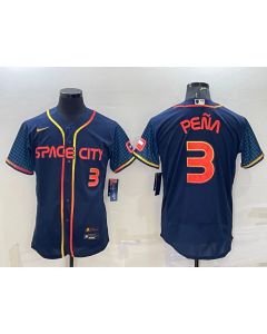 Men's Houston Astros #3 Jeremy Pena 2022 Navy City Connect Flex Base Stitched Baseball Jersey (Navy)