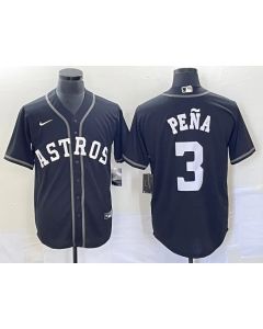 Men's Houston Astros #3 Jeremy Pena Black Cool Base Stitched Baseball Jersey
