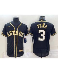 Men's Houston Astros #3 Jeremy Pena Black Gold Flex Base Stitched Jersey