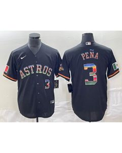 Men's Houston Astros #3 Jeremy Pena Black Mexico Cool Base Stitched Baseball Jersey
