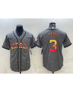 Men's Houston Astros #3 Jeremy Pena Grey Cool Base Stitched Baseball Jersey