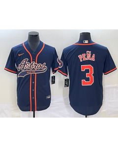 Men's Houston Astros #3 Jeremy Pena Navy Cool Base Stitched Baseball Jersey