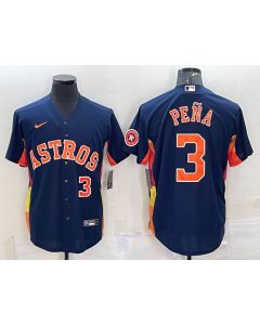 Men's Houston Astros #3 Jeremy Pena Navy With Patch Cool Base Stitched Jersey (Navy)