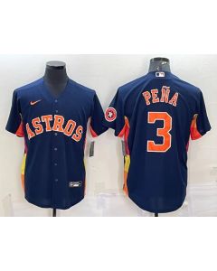 Men's Houston Astros #3 Jeremy Pena Navy With Patch Cool Base Stitched Jersey