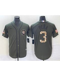 Men's Houston Astros #3 Jeremy Pena Olive Cool Base Stitched Jersey