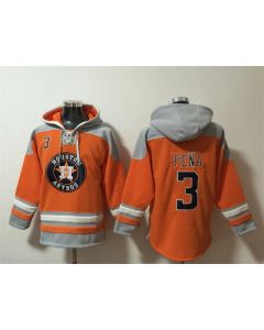 Men's Houston Astros #3 Jeremy Pena Orange Ageless Must-Have Lace-Up Pullover Hoodie