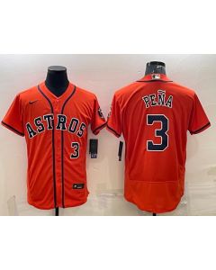 Men's Houston Astros #3 Jeremy Pena Orange Flex Base Stitched Baseball Jersey (Orange)