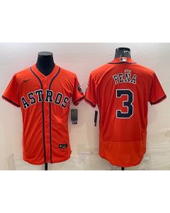 Men's Houston Astros #3 Jeremy Pena Orange Flex Base Stitched Baseball Jersey