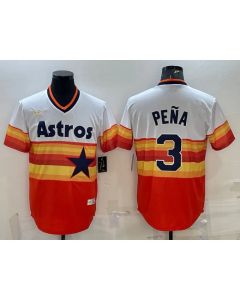 Men's Houston Astros #3 Jeremy Pena Orange Rainbow Cool Base Stitched Jersey