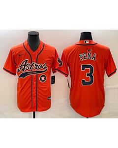 Men's Houston Astros #3 Jeremy Pena Orange With Patch Cool Base Stitched Baseball Jersey