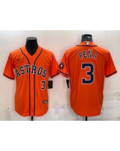 Men's Houston Astros #3 Jeremy Pena Orange With Patch Cool Base Stitched Jersey