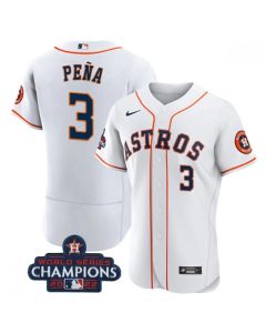 Men's Houston Astros #3 Jeremy Pena White 2022 World Series Champions Flex Base Stitched Baseball Jersey