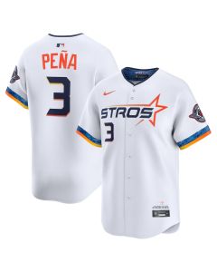 Men's Houston Astros #3 Jeremy Pena White 2025 City Connect Limited Stitched Baseball Jersey (White)
