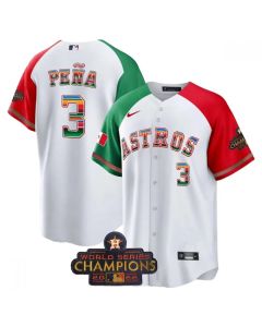 Men's Houston Astros #3 Jeremy Pena White Mexico Texas Cool Base Stitched Baseball Jersey