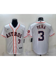 Men's Houston Astros #3 Jeremy Pena White With Patch Cool Base Stitched Jersey