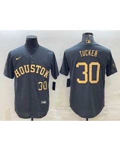 Men's Houston Astros #30 Kyle Tucker 2022 All-Star Charcoal Cool Base Stitched Baseball Jersey