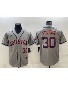 Men's Houston Astros #30 Kyle Tucker Gray With Patch Cool Base Stitched Jersey (Gray)