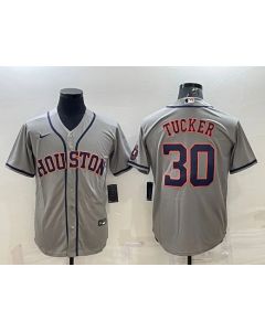 Men's Houston Astros #30 Kyle Tucker Gray With Patch Cool Base Stitched Jersey