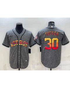 Men's Houston Astros #30 Kyle Tucker Grey Cool Base Stitched Baseball Jersey